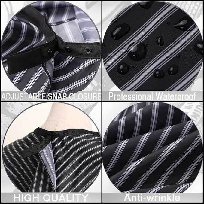 Professional Hair Cutting Cape with Adjustable Snap Closure, Salon Barber Cape,Waterproof Hairdressing Salon Cape Black Stripes