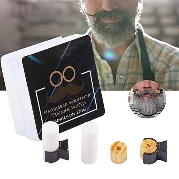 Handlebar Beard Shaping Tool, 2 Pair Portable Mustache Curler for Men, Styling Template Shaping Tool Gifts for Father Boy Husband Boyfriend (S/M)