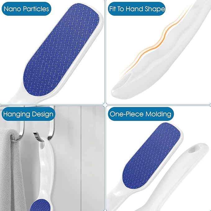 Nano-Glass Foot File Hard Skin Remover, Foot File Callus Remover with Non-Slip Ergonomic Handle, Professional Foot Care Tools