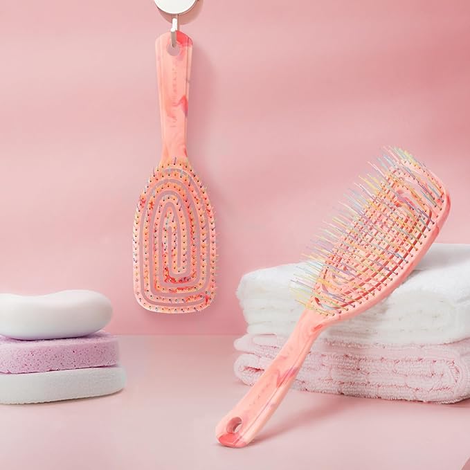 Detangling Wet Hair Brush for Thin or Straight Hair, Vented Detangler Hairbrush with Double-Layered Ultra and Soft-Nylon Bristles for Wet or Dry Hair, Gift for Women Girls Kids