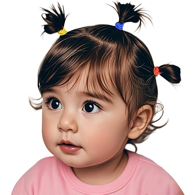Baby Hair Ties for Girls - 200Pcs Small 1" Elastic Toddler Hair Ties Ponytail Holders Hair Tie for Baby Girls Infants Kids Hair Accessories (Color A)