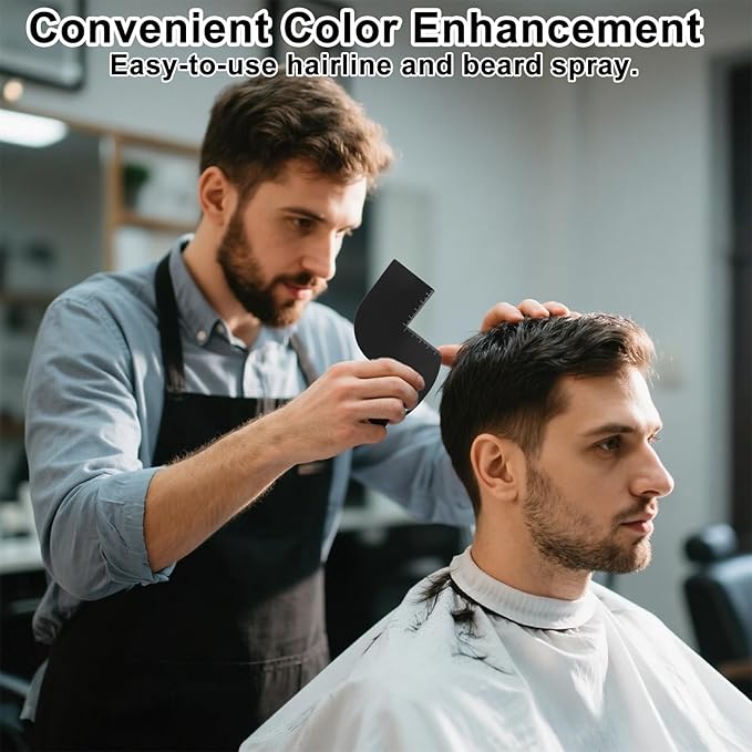 Color Enhancement Barber Card, S Shape Black Hairline Tool Lineup Pencil Kit with Measurement Indicators Color Spray Edge Hair Line Up Card Essentials Supplies Accessories for Beard & Hair