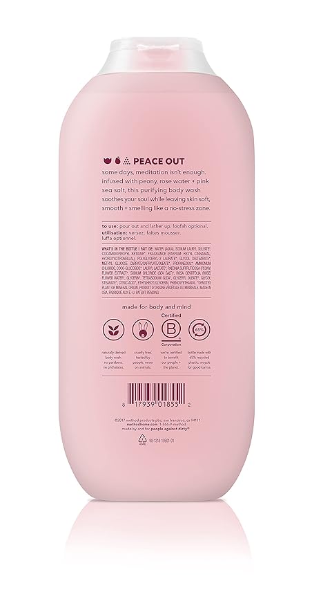 Method Body Wash,Pure Peace,Paraben and Phthalate Free,18 oz,Detoxifying,(Pack of 6)