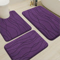 YIHOUSE Memory Foam Purple Bathroom Rug Sets 3 Piece, Ultra Absorbent Bath Mat for Bathroom - Non-Slip Machine Washable & Dry Quickly, 3 Piece Bathroom Mat Set, Purple
