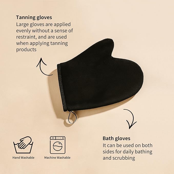 FUNAN Self Tanning Mitt Applicator- Double Sided Fake Mitt Self Tan Mitt With Thumb Ultra Soft Tanning Mit, Reusable & Washable, Streak-Free Natural Tan, Stain-Free Hands
