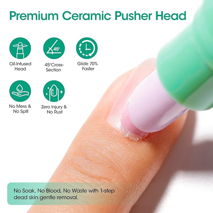Gellen Cuticle Oil Pusher Pen, Ceramic Cuticle Remover Pen, 6ml Nourishing Nail Oil Pen, Nail Care Pen for Hangnails & Damaged Nails, Easy & Mess-Free Cuticle Pusher Tool, Nourish & Strengthen Nails