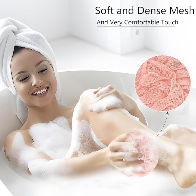 Yoget 4 Pack Shower Loofah Sponge, 60G Bath Sponge,Exfoliate, Cleanse, Soothe Skin