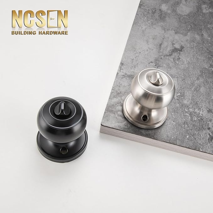 3 Pack Brushed Nickel Door Knobs Interior,Bath & Bed Privacy Door Knob, Keyless Door Lock Round Doorknobs