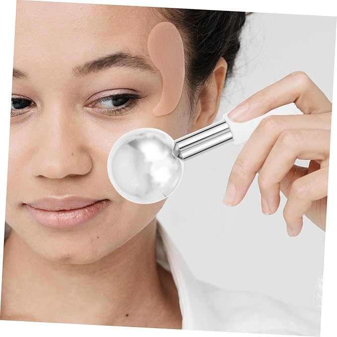 FRCOLOR 2pcs Stainless Steel Facial Ice Globes for Skincare Handheld Massage Tool for Face and Neck Ergonomic Design for Muscle Relief and Swelling Reduction