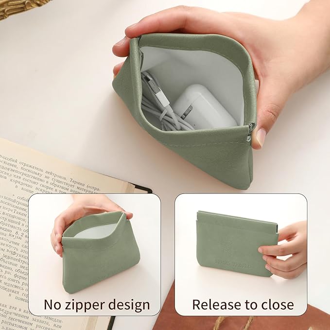RIGHT AWAY 2 PCS Small Makeup Bag for Purse,Mini Cosmetic Organizer Make Up Bag for Women,Squeeze Coin Purse Pouch,Portable Tiny Makeup Pouches for Cosmetic Accessories,Lipstick, Jewelry, Card, Coins