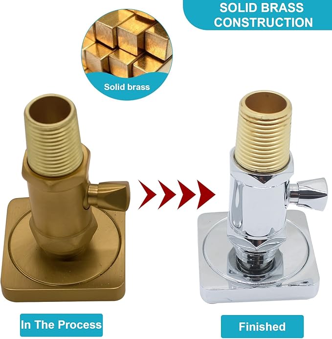 Brass Shower Body Jets with Adjustable Flow, Massage Spa Polished Chrome Square Body Spray Shower Side Wall Sprayer Head Jets, 4 pcs, Water Saving