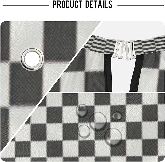 Hair Cutting Cape, Checkered Black White Waterproof Salon Barber Apron Cape with Adjustable Neck, Beard Shaving Bib for Men Women Kids, 55x65 Inch