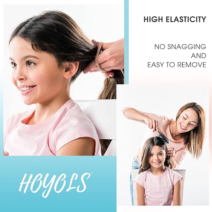 HOYOLS Large Fabric Hair Ties Soft & Gentle Bands Ponytail Holder for Thick Heavy Curly Hair, No Slip No Damage Seamless Scrunchies Headbands 100 Pcs (Caramel)