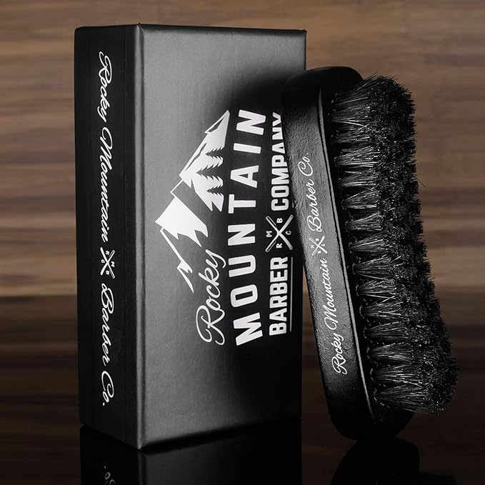 Men's Hair Brush- 100% Pure Black Boar Hair Natural Bristle for Beard, Moustache - Firm Military Style with Handmade Wood Handle – No Snags, No Scratch, Gentle Bristle – Use with Beard Oil
