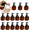 8.5 oz Foaming Soap Dispenser Plastic Foaming Pump Bottle, Refillable Dispenser with Plastic Pump, Empty Hand Bottles for Liquid Soap, Shampoo, Bathroom,Hotel,Restaurant (15, Brown)