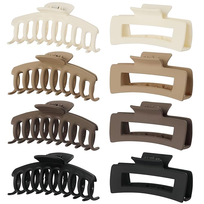 laxizar Claw Clip Hair Clip 8 Pack 4.3 Inch Rectangular Hair Clips for Women Girls Large Hair Jaw Clips Hair Clamps