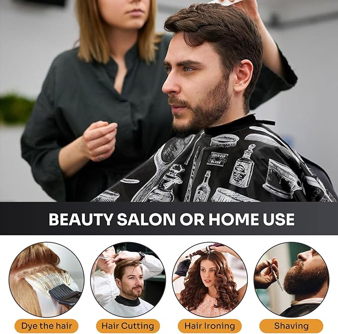 Barber Cape 13Pcs with Neck Duster Brush Adjustable, Extra Long Hair Cutting Cape 63" x 55" Profesional Barber Accessories for Men/Adults/Barber/Salon/Clients/Home/Women/Kids