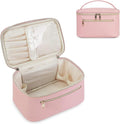 Wandering Nature Makeup Bag, Travel Make Up Organizer Cosmetic Brush Bags Case for Women in Vegan Leather, Pink, Patent Pending
