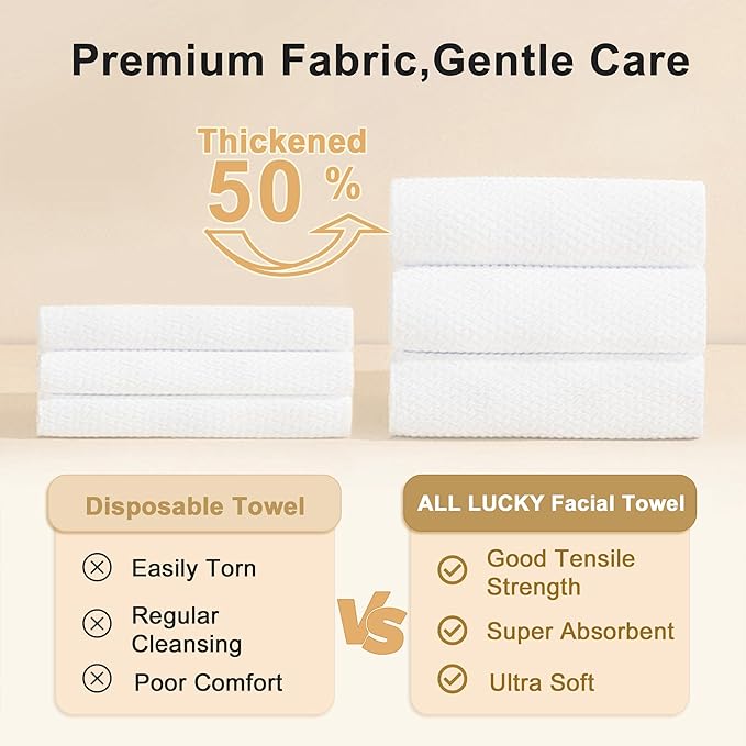 Face Towels, XL Facial Dry Towels 10x12 Inch, Biodegradable Disposable Face Wipes for Makeup Remover, Skincare & Face Cleansing, Lint-Free, 200 Count