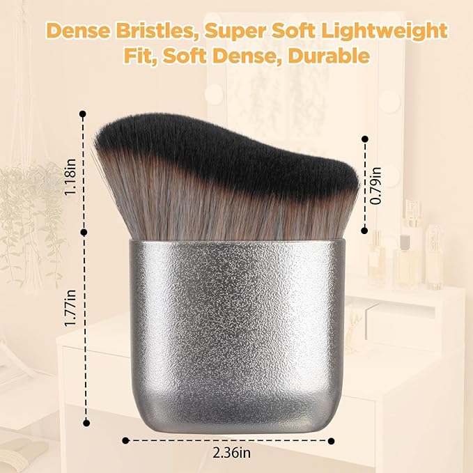Self Tanner Brush for Face and Body,Kabuki Foundation Brush for Flawless Leg Makeup,Self Tan Applicator for Bronzer,Tan Mousse,Lotion and Sunless Tanning,Vegan Body Makeup Brush case (grey)