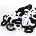 Small Girls Hair Ties, Baby Toddler Hair Bands, Cotton Kids Hair Ponytail Holders No Damage and Mini Baby Elastic Holders No Crease, Black and White, by NSpring