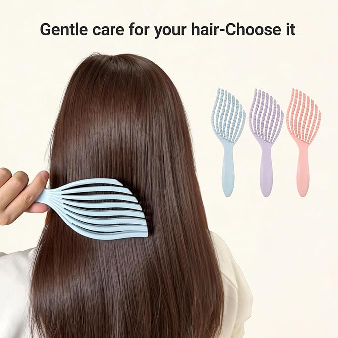 Detangler Brush for Curly Hair, Flexible Hair Brush, Curl Defining Brush – for Detangling with Soft Strands, Easily Combs Through Wet or Dry, Thick Curly Hair (Soft Purple)