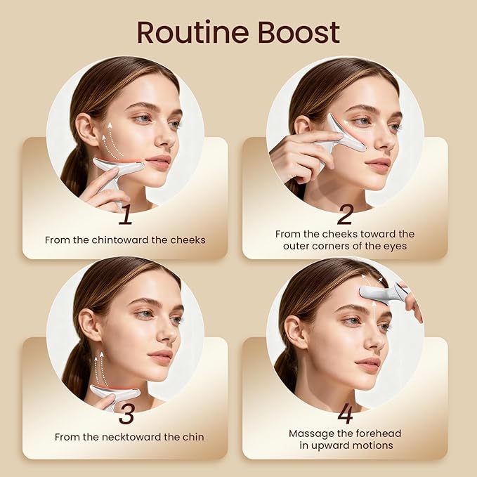 Face and Neck Massager, Handheld Red Light Therapy for Face -7 Color LED Facial Beauty Device with 3 Beauty Modes USB Rechargeable Face Sculpting Wand Tool for Wrinkles & Anti-Aging Skin Care