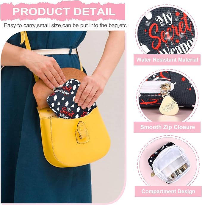 Desing Wish Sanitary Pad Storage Bag Portable Period Bag for Teen Pads/Sanitary Napkins/Small Tampons, Sanitary Napkin Storage Bag First Period Gifts for Teen Girls (Shark Week)