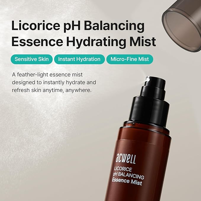 ACWELL Licorice pH Balancing Essence Hydrating Face Mist – Ultra-Fine Facial Spray with Licorice, Triple Hyaluronic Acid & Panthenol, Soothing Hydration & Barrier Repair for Sensitive Skin, 3.38 fl oz