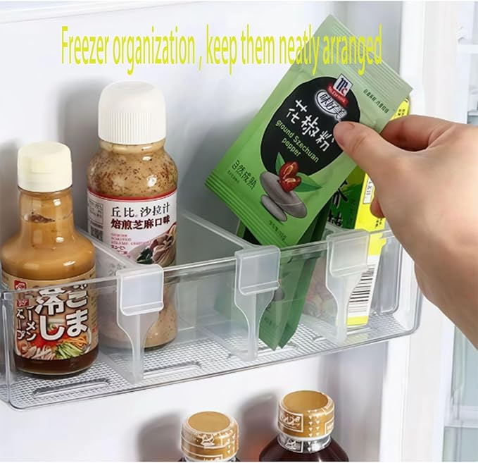 20 pcs Fridge Divider Set, Plastic Retractable Fridge Door Organizer Clip,Clear Refrigerator Organizer Bins Partition,Home Office Clear Tidy Supplies,Kitchen Household Storage Tools(2.8x1.9in)