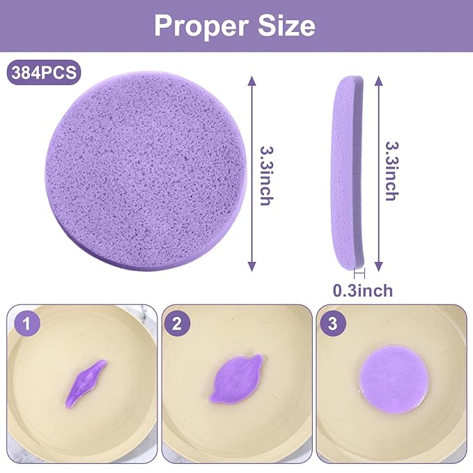 384 Pcs Compressed Facial Sponges Professional Makeup Removal Round Face Wash Sponge Reusable Facial Pads for Women Esthetician Beauty Remover Supplies (Yellow, Purple, Blue, Pink)