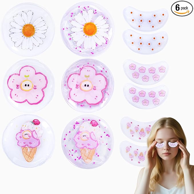 Cooling Eye Mask - Gel Ice Pack Reusable Cooling Eye Pads and Under Patches,Eye Hot Cold Treatment for Redness,Pain Relief Relax.