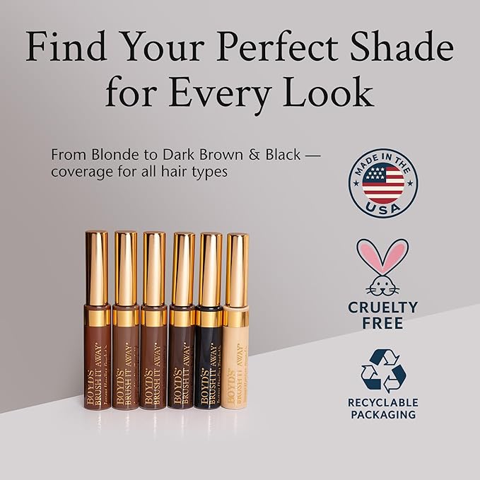 Boyd’s Brush It Away | Grey Hair Root Touch Up for Women & Men | Temporary Hair Color Mascara | Quick-Dry Water-Resistant Concealing Formula | Blonde, 4-Pack