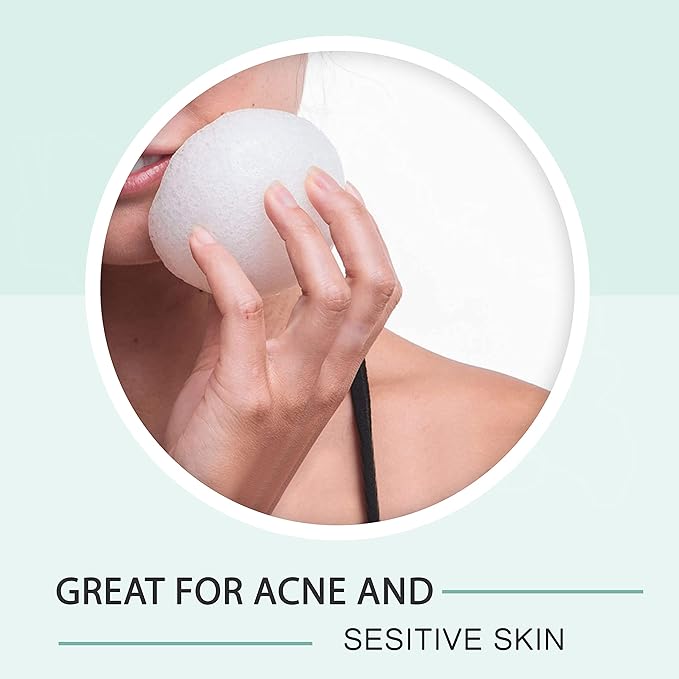 pureSOL Konjac Sponges - Activated Charcoal - Facial Sponge, 100% Natural Sponges, Eco-Friendly - Great for Acne, Exfoliating