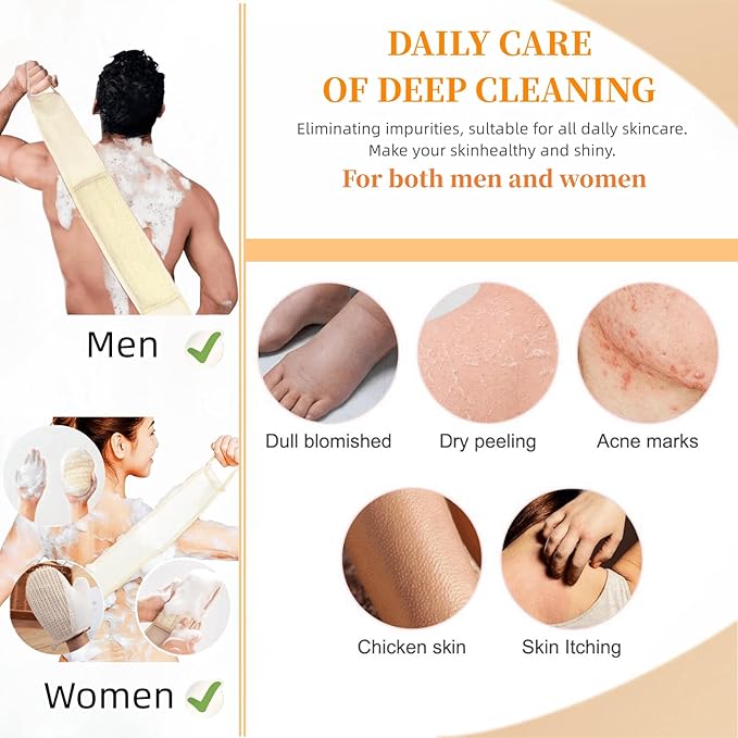 Natural Loofah Sponge Exfoliating Body Scrubber, Loofa Back Scrubber for Shower Set for Men and Women (3 Pack), Luffa Sponge Pads & Exfoliating Glove Deep Clean & Invigorate Your Skin, Yellow