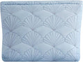 uekeboag White Quilted Cotton Makeup Pouch,Coquette Quilted Toiletry Bag for Women and Girls, Floral Coquette Organizer Bag, Aesthetic Travel Cosmetic Bags(LightBlue Shell)