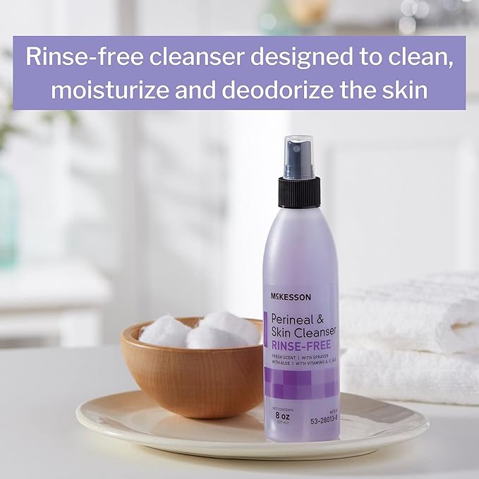 McKesson Perineal Skin Cleanser with Aloe, 8 oz [Pack of 1] Rinse-Free Body Wash for Incontinence or Ostomy Care, Fresh Scent
