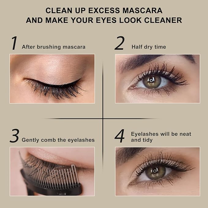 Docolor Eyelash Comb Eyelash Separator Tool Mascara Applicator Eyelash Brush Lash Separator Tool Comb Arc Designed Cosmetic Brushes Tool, with Comb Cover (Black)