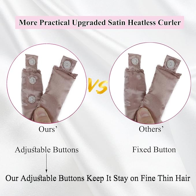 3 Sets Satin Heatless Curling Set Overnight Curls Blowout Rods Soft Hair Curlers to Sleep in Bun Bons Heatless Curls with Bonnet Cap No Heat Headband Silk Roller Wrapper Brown