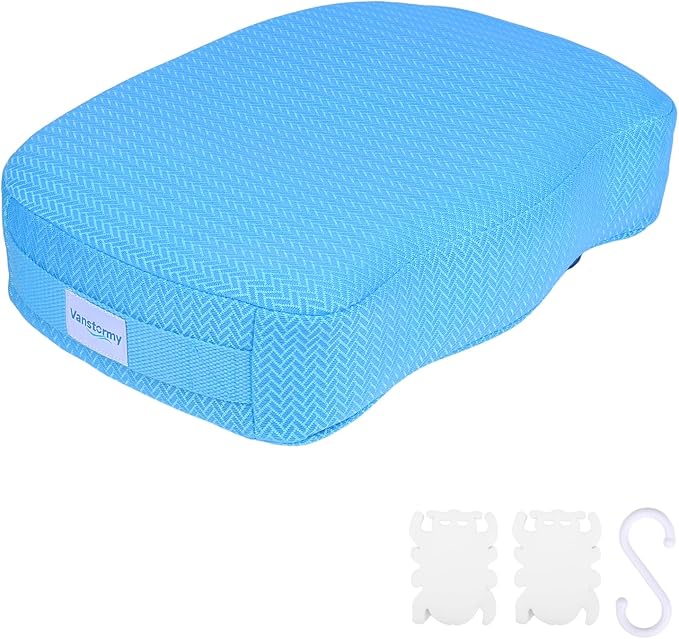Hot Tub Booster Seat for Adults, Weighted Non-Slip Spa Cushion Pillow with Suction Cups, 5" Thick Supportive Quick Dry 4D Air Mesh, Stays Submerged for Indoor and Outdoor Bath, Blue