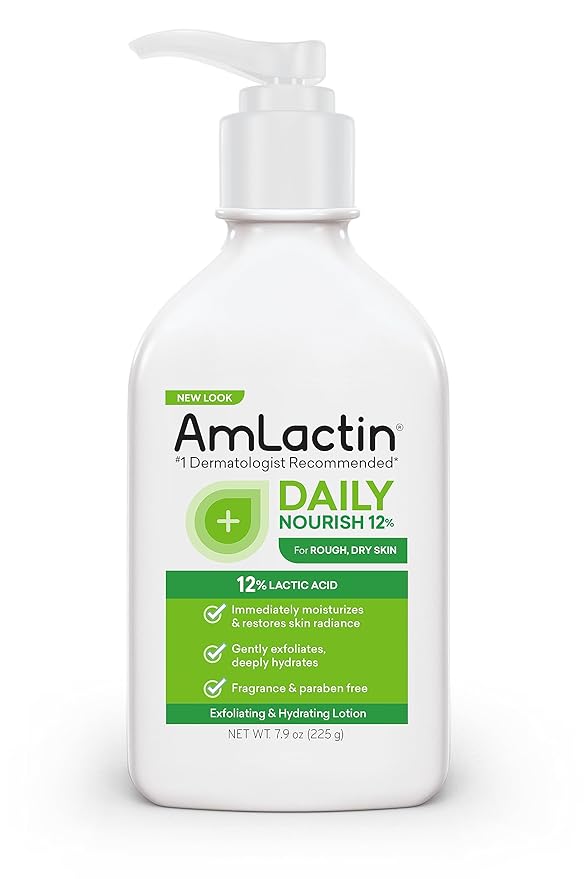 AmLactin Daily Moisturizing Lotion for Dry Skin – 7.9 oz Pump Bottle – 2-in-1 Exfoliator - Body Lotion with 12% Lactic Acid (Packaging May Vary) and vH essentials, Ph Balanced Daily Feminine Wash, Tea Tree Oil & Prebiotic, 6, Fl Oz, (Pack Of 1) 54306 C...