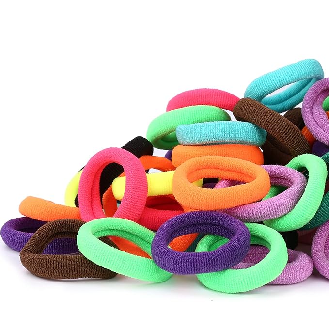300PCS Kids Toddler Hair Ties for Girls, Cotton Baby Hair Ponytail Holders, Tiny Seamless Elastic Hair Bands, Enough Soft and No Damage, 15 Colors, by Qarwayoc