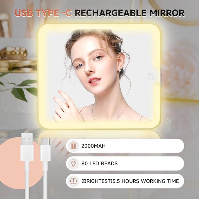 Leeora&Leekoo Makeup Box with Lighted Mirror,Portable Makeup Train Case Organizer (Gold)