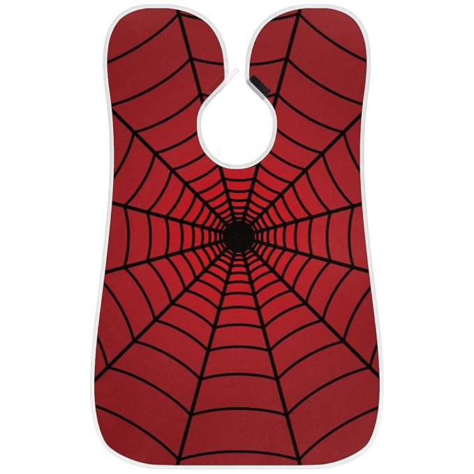 Spiders Web Red Beard Bib Apron,Beard Hair Catcher,Non-Stick Beard Shave Cape,Halloween Decor Shaving Trimming Non-Stick Waterproof Grooming Gifts for Dad Men Him Boyfriend