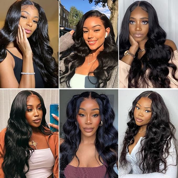 Sunelk Body Wave Lace Front Wigs Human Hair for Women Brazilian Body Wave Human Hair Wigs Pre Plucked Hairline 180% Density Natural Color 13x4 Lace Frontal Wigs 24 inch