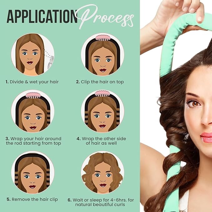 KAV 100% Mulberry Silk Heatless Curling Rod Headband Set with Clip & Scrunchies – Overnight Heatless Hair Curler for Women, No Heat Damage, Soft Hair Roller for Natural Curls & Waves