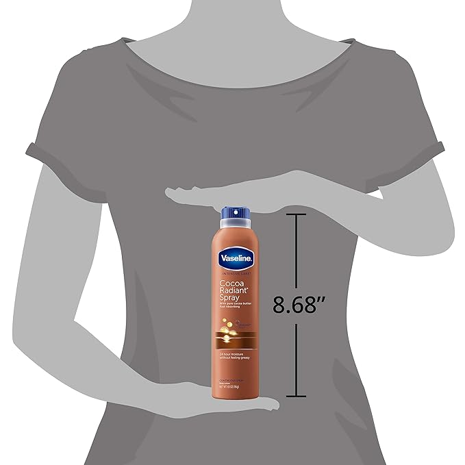 Vaseline Intensive Care Spray Moisturizer For Dry Skin Cocoa Radiant Made With 100% Pure Cocoa Butter 6.5oz (Pack of 6)