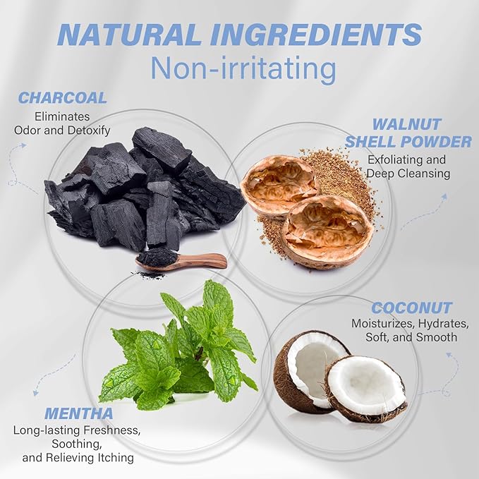 Charcoal Underarm Detox Scrub for Armpit Detox Odor Control & Dark Armpits Spots Remover, Brightening Underarms Bikini Area Inner Thighs & Exfoliating Bumps, Natural Deodorant Scrub for Women & Men