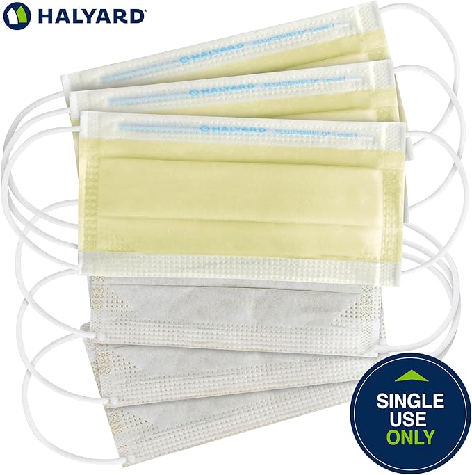 HALYARD Level 1 Disposable Procedure Mask, Earloops, Yellow, 47567