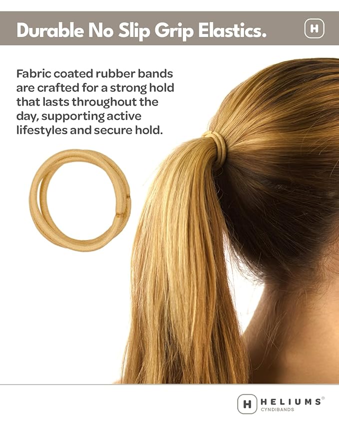 Cyndibands Elastic Hair Ties – Beige Blonde - No Damage 4mm Ponytail Holders for Women & Kids, 24-Pack Hair Elastics in Neutral Colors